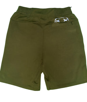 Olive “WHAT THE” Tech Shorts